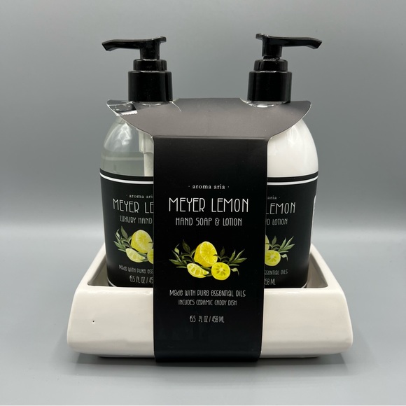 Aroma Aria Bath & Body Aroma Aria Meyer Lemon Hand Soap Hand Lotion And Ceramic Dish Poshmark